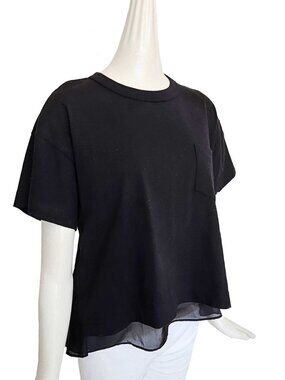 SACAI 2023 BLACK SHEER PANEL BACK SHORT SLEEVES TEE (2)